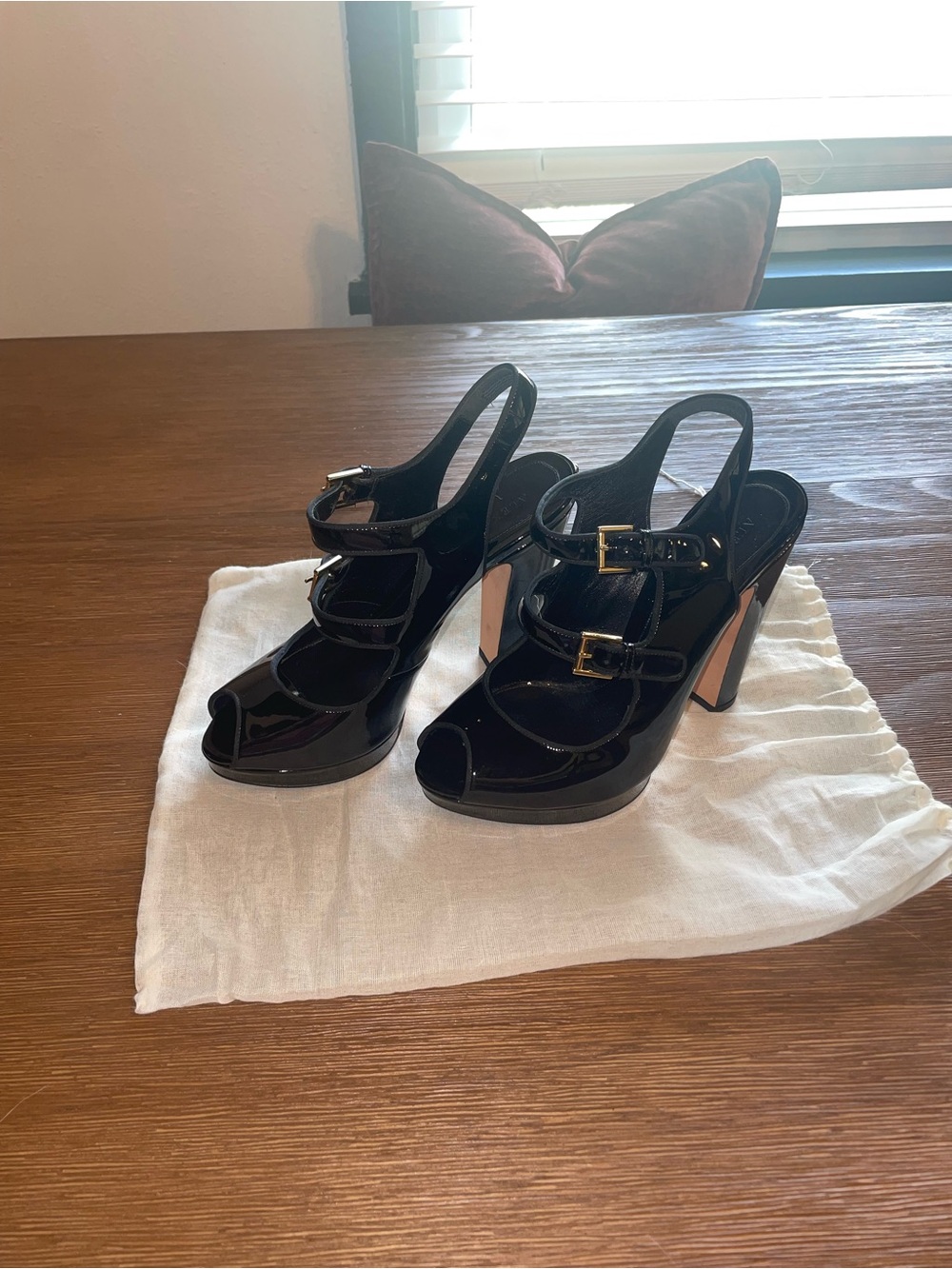 Alexander McQueen Peep-Toe Slingback Heels